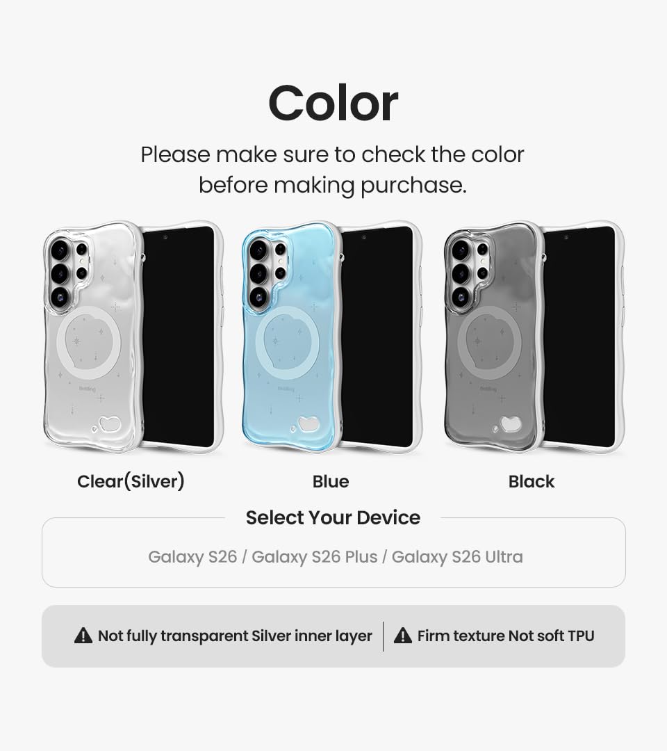 iFace BeBling - Custodia per cellulare Aero [compatibile con S26+] 3D Water Ripple Wave, design lucido traslucido, struttura fluida, antiurto, protezione per fotocamera, regalo elegante per i