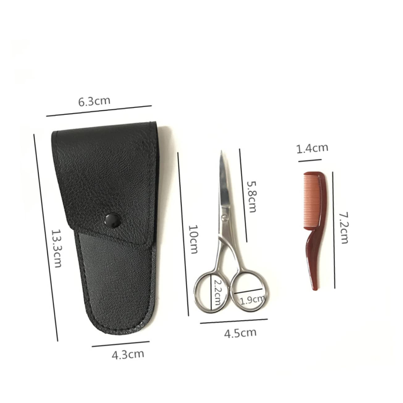 FOMIYES 2-in-1 Eyebrow Scissor Set Scissors Beard Trimming Shears Stainless Steel Professional Grooming Tool