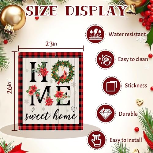Image of Christmas Cardinal Bird Dishwasher Magnet Cover, 23x26 in Sweet Home Dishwasher Magnets Cover for Xmas Decor Winter Holiday Dish Washer Magnet Sticker Kitchen Magnetic Refrigerator Covers