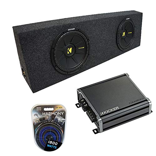 Kicker CWCS10 Bundle with Regular Standard Cab Truck CompC Dual 10 Sub Box CXA800.1 Amp