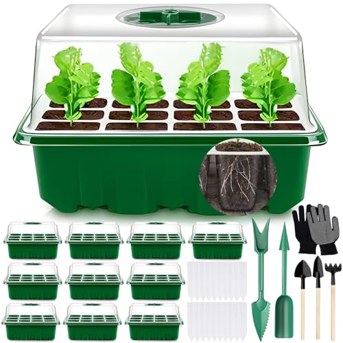 MOYKSRR 10Pcs 120 Agujeros Bandejas Semilleros de Germinacion, Bandejas Semilleros, Mini...