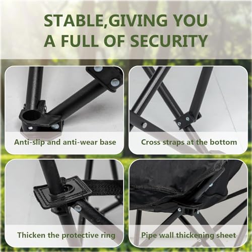 Image of AARKRI SALES Portable Folding Stool - Heavy Duty Outdoor Chair for Camping, Hiking, Fishing, Picnic - Collapsible Mini Travel and Garden Seat (Armrest Chair - 01)