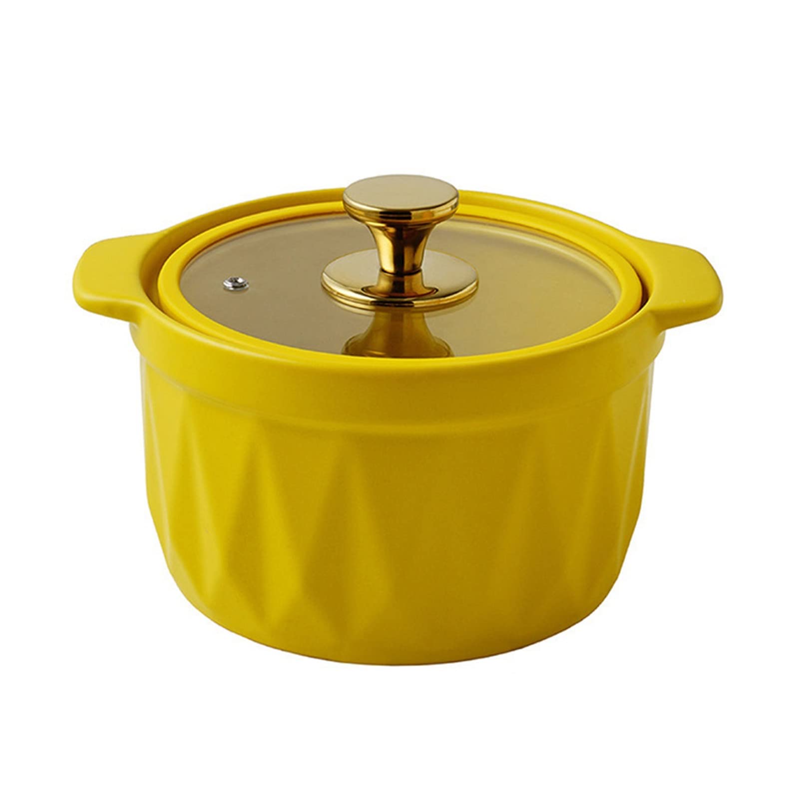 Dutch Oven Z Szklanymi Pokrywkami Gliniany Garnek Do Gotowania Pieczenie Garnek Gliniany Nieprzywierający Do Kuchenek Gazowych Gourmet(Yellow,2.5L)