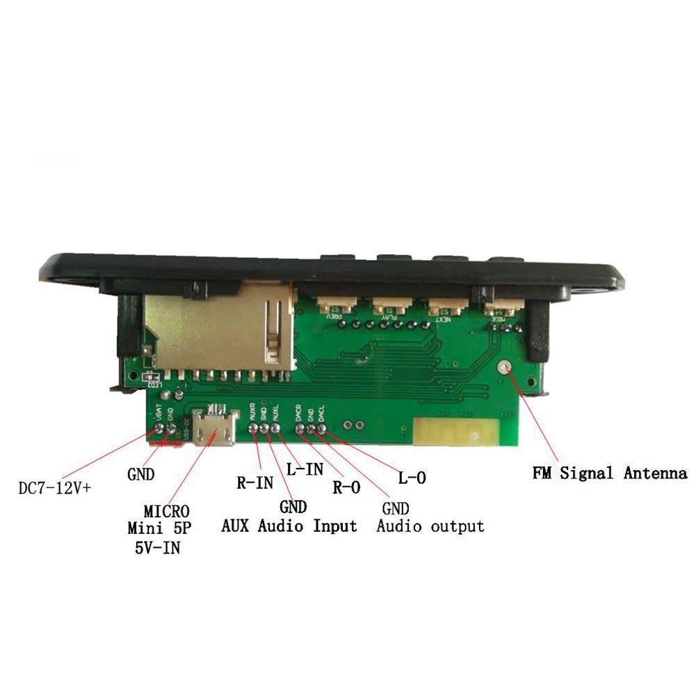 ASHATA Module Bluetooth MP3 5.0 Autoradio – Mains Libres + FM + USB/SD/AUX – Télécommande Incluse – Noir