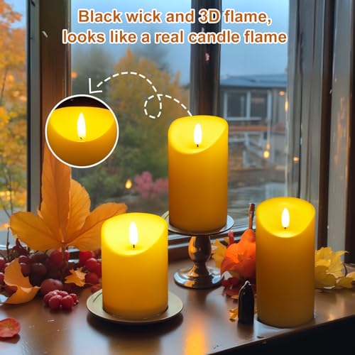Image of Image Rechargeable Flameless Candles, 4 inch 5 inch 6 inch Timer LED Flickering Light with Remote & Type-C Charging Cable, 3Pcs Votive Tealight Candles for Home Decor