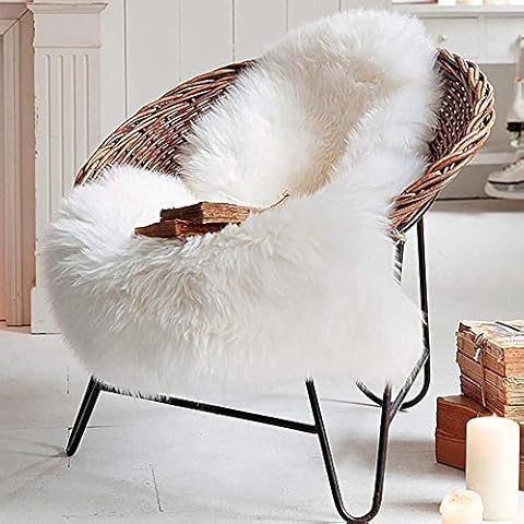 Pauwer Faux Lambskin Sheepskin Rug Longhair Faux Fur Faux Fleece Chair Sofa Cover Seat Pad Soft Shaggy Decor Fur Area Rug Floor Carpet Cover