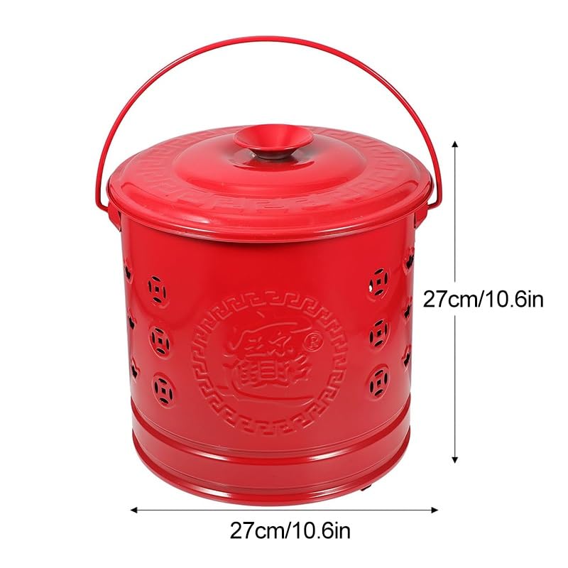 Tonneau Brûlant En Acier Inoxydable Avec Couvercle Et Crochet - Foyer Portable Pour Jardin, Terrasse, Camping