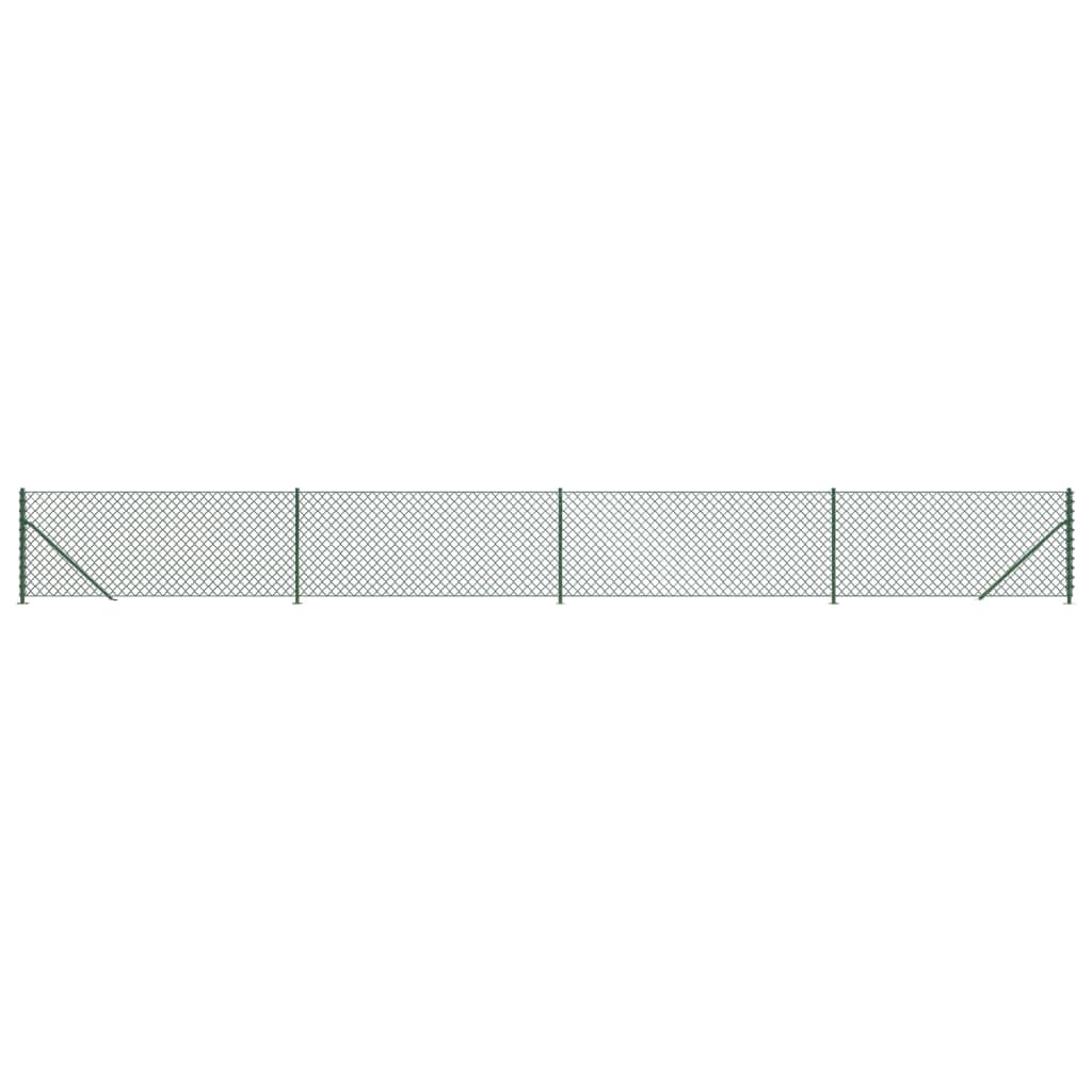 Chain Link Fence with Floor Flange Green 0.8x10m Galvanised Steel PVC Coated Security Barrier for Garden Boundary Animal Enclosure Corrosion Resistant DIY Fencing Kit