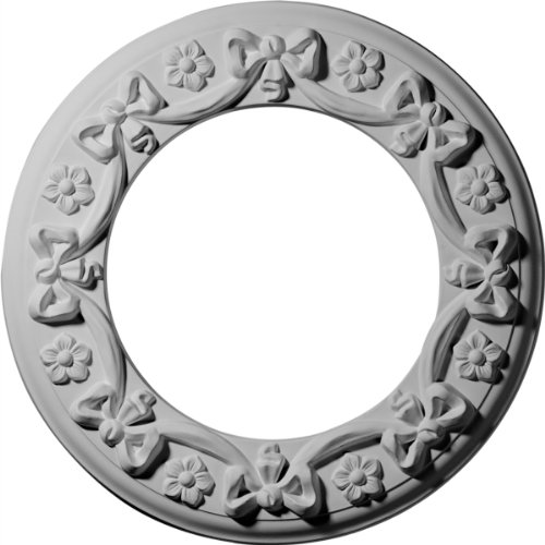 Ekena Millwork CM12RIGGS Ribbon with Bow Ceiling Medallion, 12 1/4OD x 7 1/2ID x 7/8P, Hand-Painted Green Gold