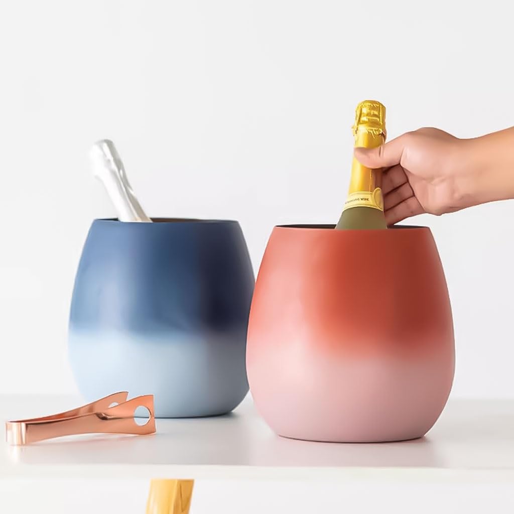 Secchio per birra con pala in metallo per champagne, per feste, vino, birra, club, bar, matrimoni, per interni o esterni, contenitore per ghiaccio (rosso)