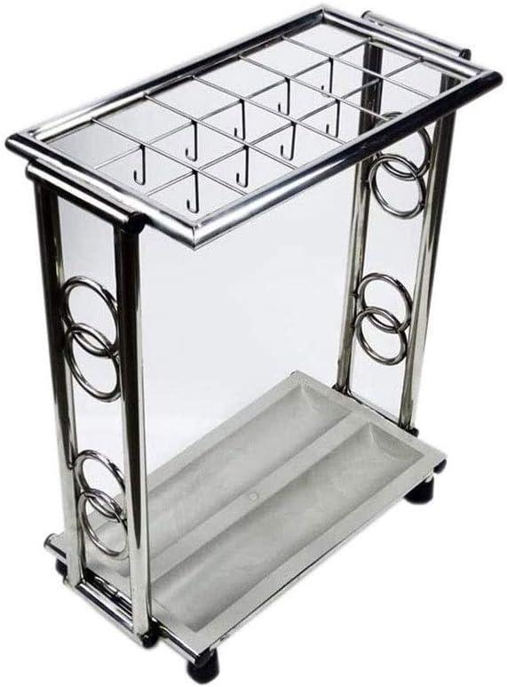 Home Umbrella Holder Stand with Removable Water Tray ，Rain Collection Entryway Decorative Metal Freestanding Rack Organizer(white-Fruit peach5)