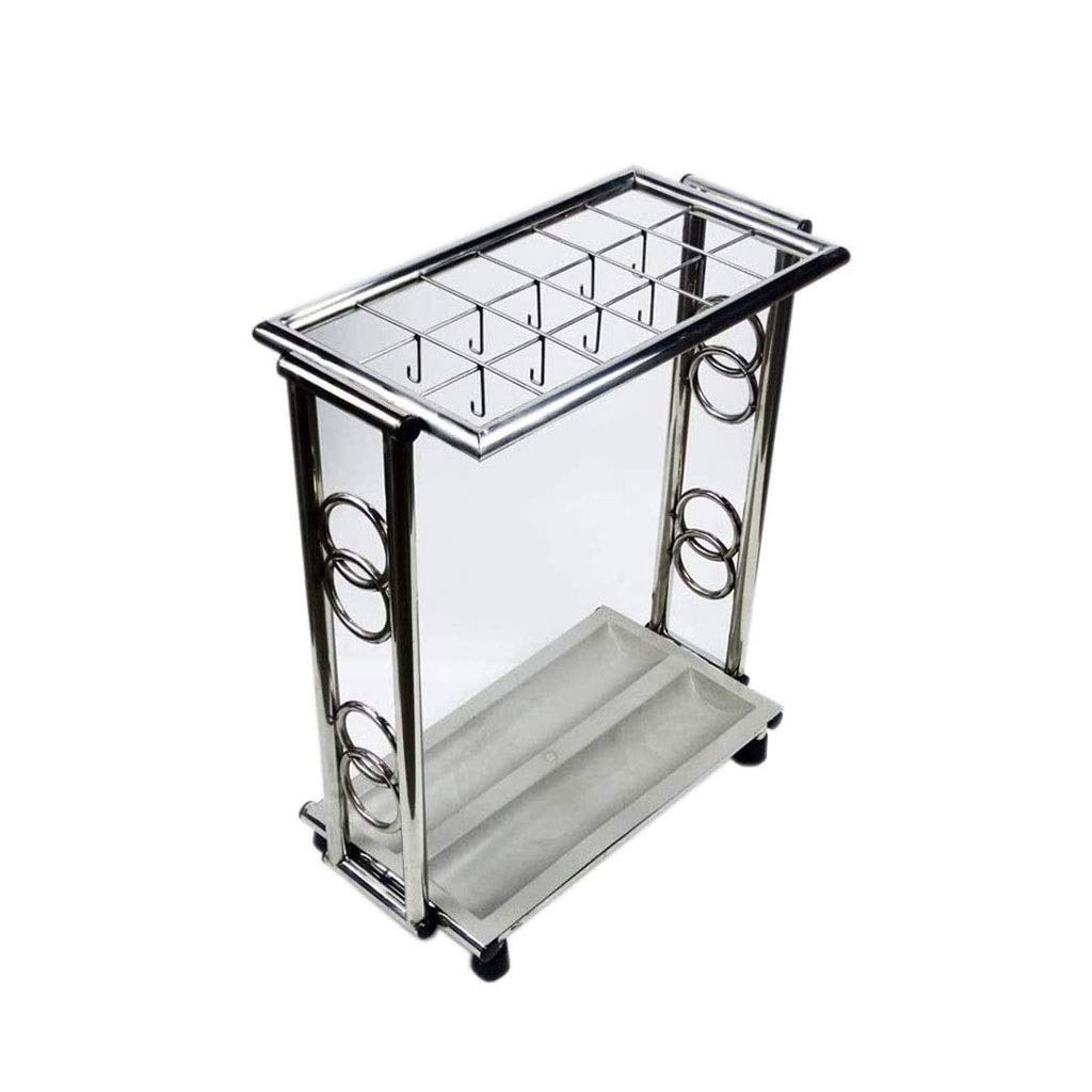 Home - Soporte para paraguas con bandeja de agua extraíble, estante decorativo de metal independiente para entrada, colección de lluvia, solución de almacenamiento elegante y funcional