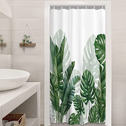Baccessor Tropical Green Plant Shower Curtain Waterproof Washable Fabric Summer Bathroom Decor Botanical Banana Monstera Leaf Palm Tree Shower Curtain With Hooks 36 X 72 Inch #TOP1