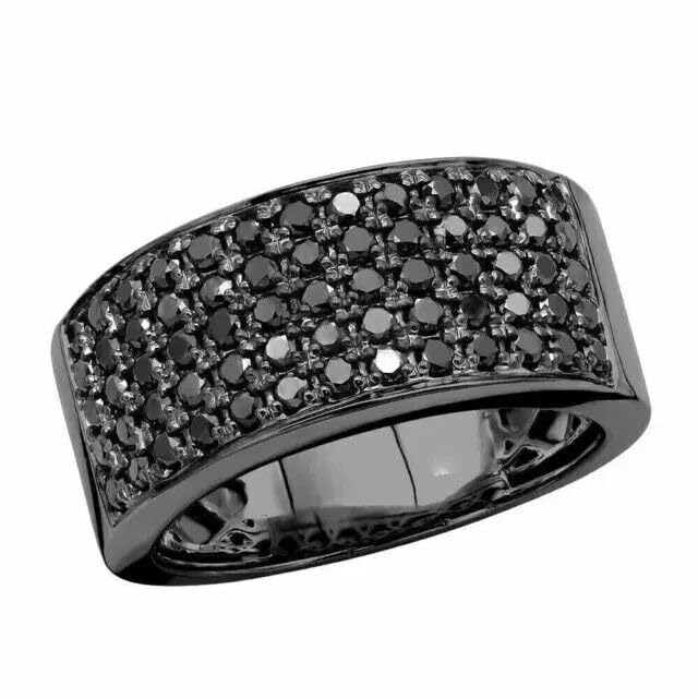 Men's Statement Ring with 3.50CT Round Black Simulated Diamond – Bold & Stylish in 14K Black Gold Plating