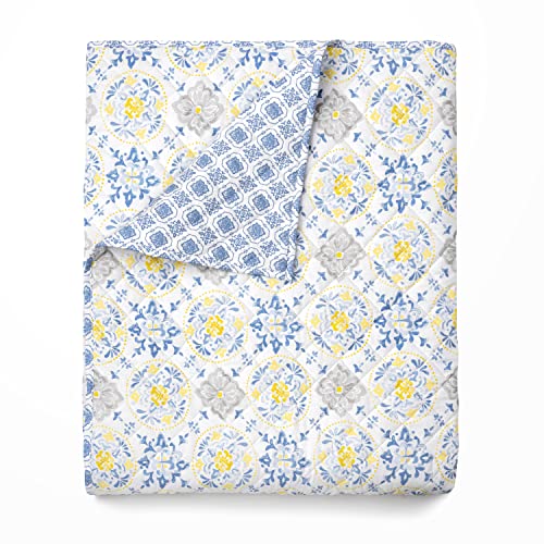 Martha Stewart Candace Quilt Set | 100% Cotton - Cool & Crisp Percale Weave | Soft And Plush|King Size - Multi #TOP2