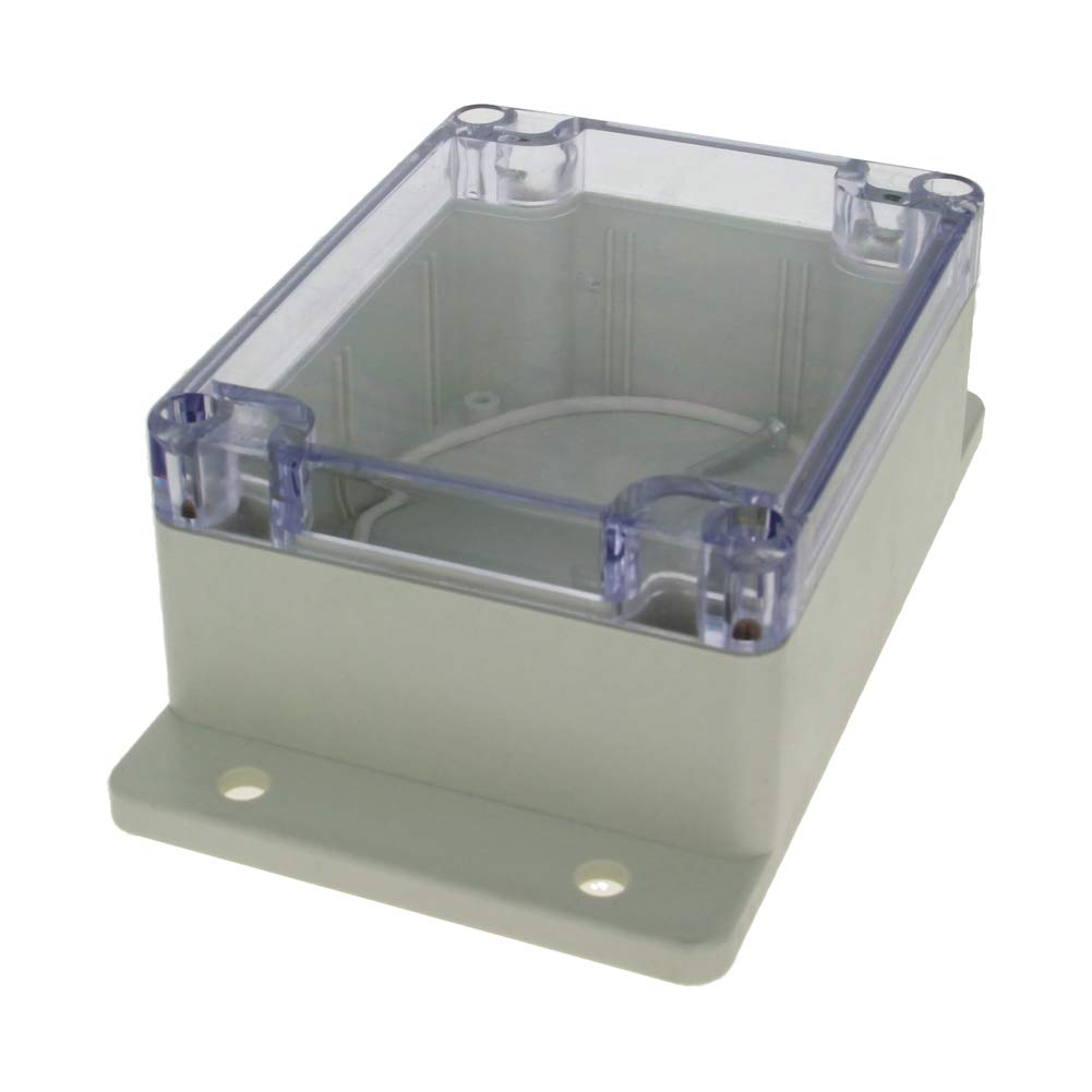 Fielect Junction Box ABS Plastic Dustproof Waterproof IP67 Universal Electrical Project Enclosure with Transparent Clear Cover and Fixed Ear 4.53" x 3.54" x 2.17"