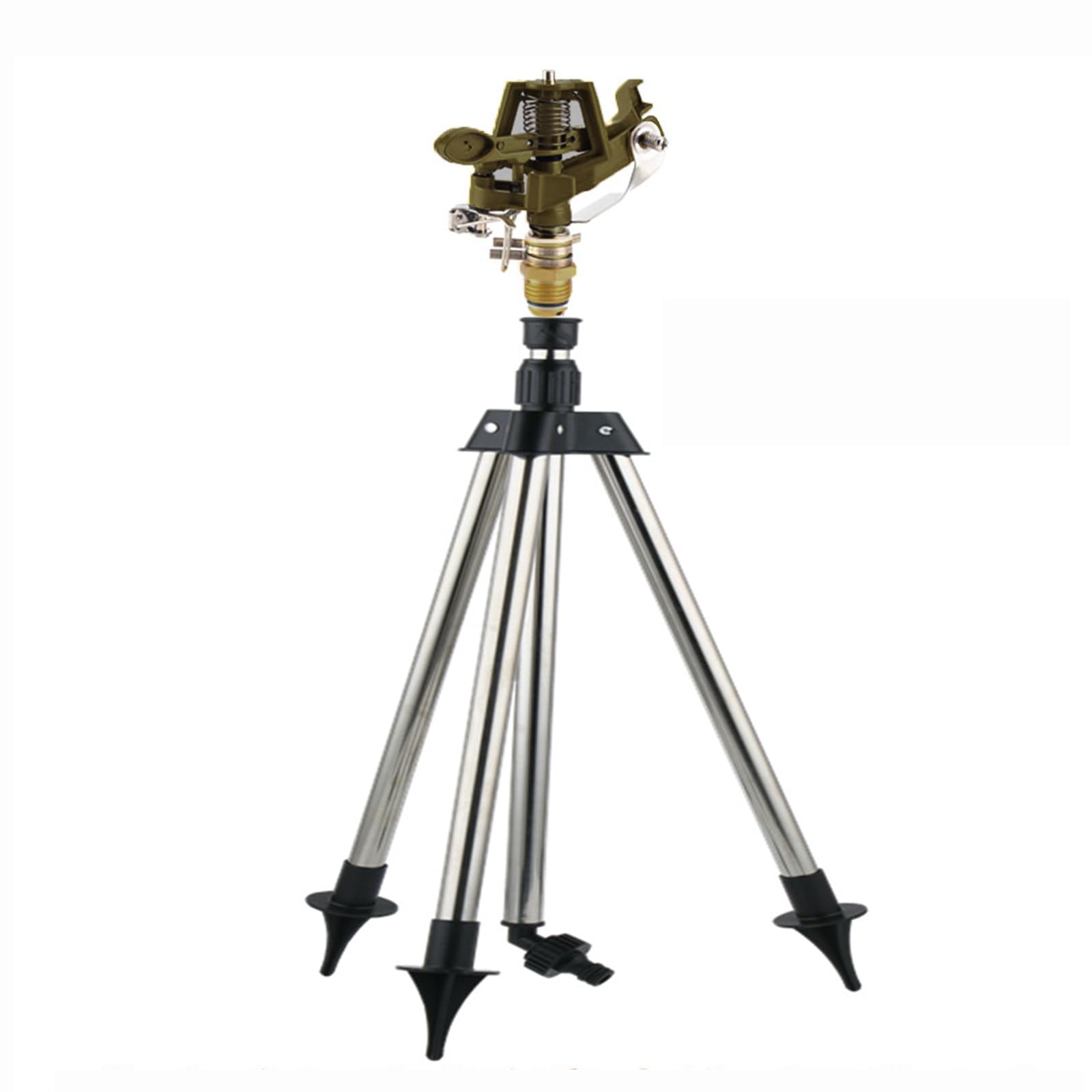 Rotating Tripod Sprinklers for Yard Large Area Coverage 360 Degree Orbit Sprinkler Head Heavy Duty Impact Sprinkler Garden & Lawn Watering Equipment with Metal Tripod Base Water Sprinkler for Lawn