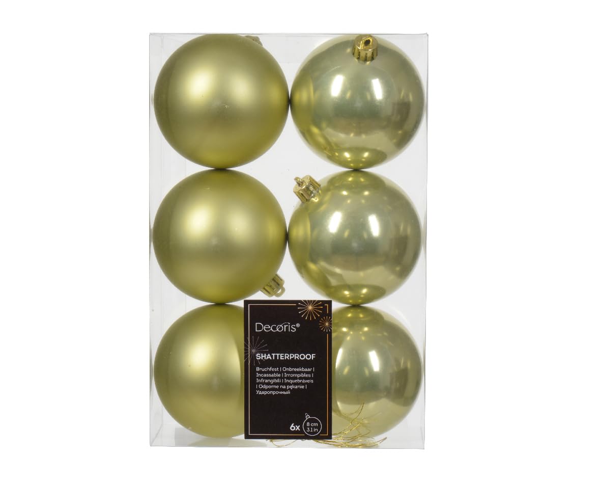 KaemingkChristmas Decoris 8cm Bauble Shatterproof Shiny & Matt Mix Pistachio