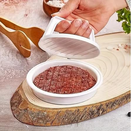 Moule à Hamburger en Plastique, Presse à Steak Haché, Outil de Cuisine pour Burgers Maison, 13,1 cm, Blanc