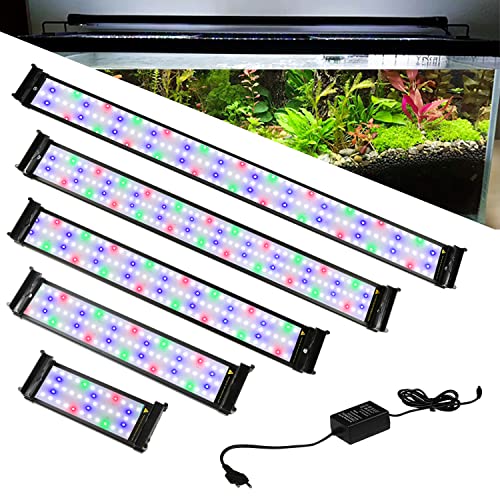 Izrielar Iluminación LED RGB para acuario, 36 W, foco regulable para plantas, 87 cm 110 cm, con soporte ajustable y temporizador