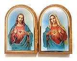 5' x 3.5' Sacred Heart of Jesus and Immaculate Heart of Mary Wooden Diptych