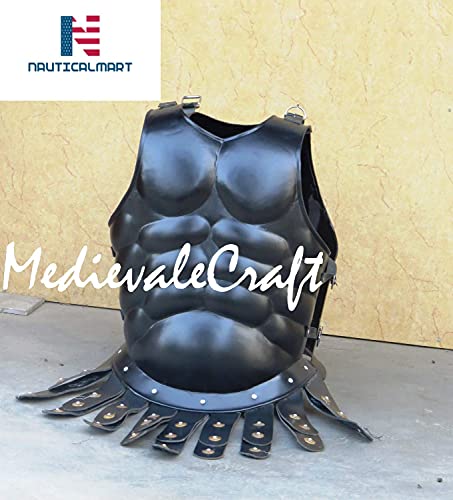 Medieval Roman Greek Muscle Body Armor Cuirass Black