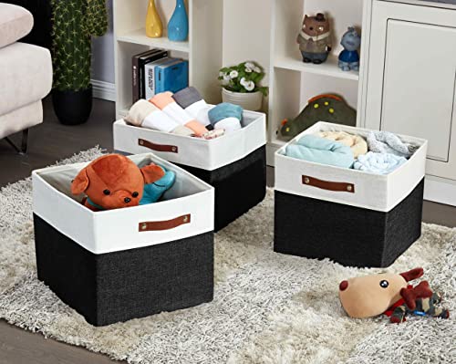 Image of DECOMOMO Kallax Storage Cubes -13x15x13 Storage Bins, Baskets for Organizing Shelves (Black and White, 4-Pack)