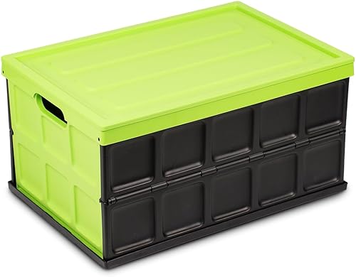 Miniatura 1 de Glad Contenedor de almacenamiento plegable con tapa, caja de plástico plegable de 48 litros para garaje, maletero de coche y organización,