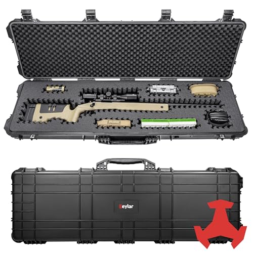 Eylar 38” Hard Rifle Case Equipped With Ragar Reconfigurable & Reusable XP Crosslinked Foam Insert, Waterproof, Shockproof Meets TSA Requirements (Black)