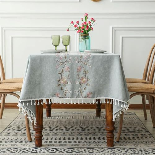 Nappe rectangulaire bleue brodée pour protéger et décorer votre table
