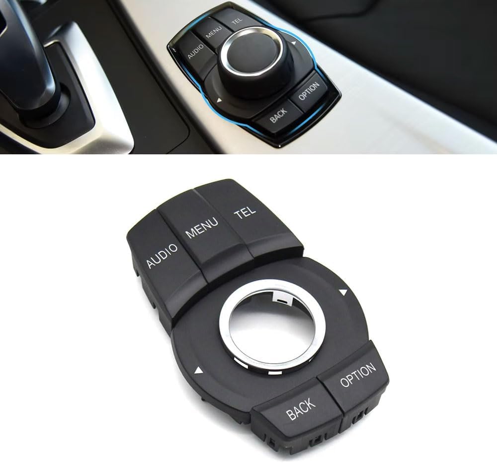7PCS Multimedia CIC i-Drive Radio Knob Button Switch, Center Console Menu Button Cover Cap Keys Replacement for BMW 1 2 3 4 X1 F20 F21 F45 F46 F48 F49 F30 F32 F33 F82 F83 (Black)