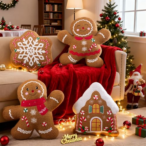 Lanpn 4 Stück Lebkuchen Weihnachtskissen, Weihnacht skissen...