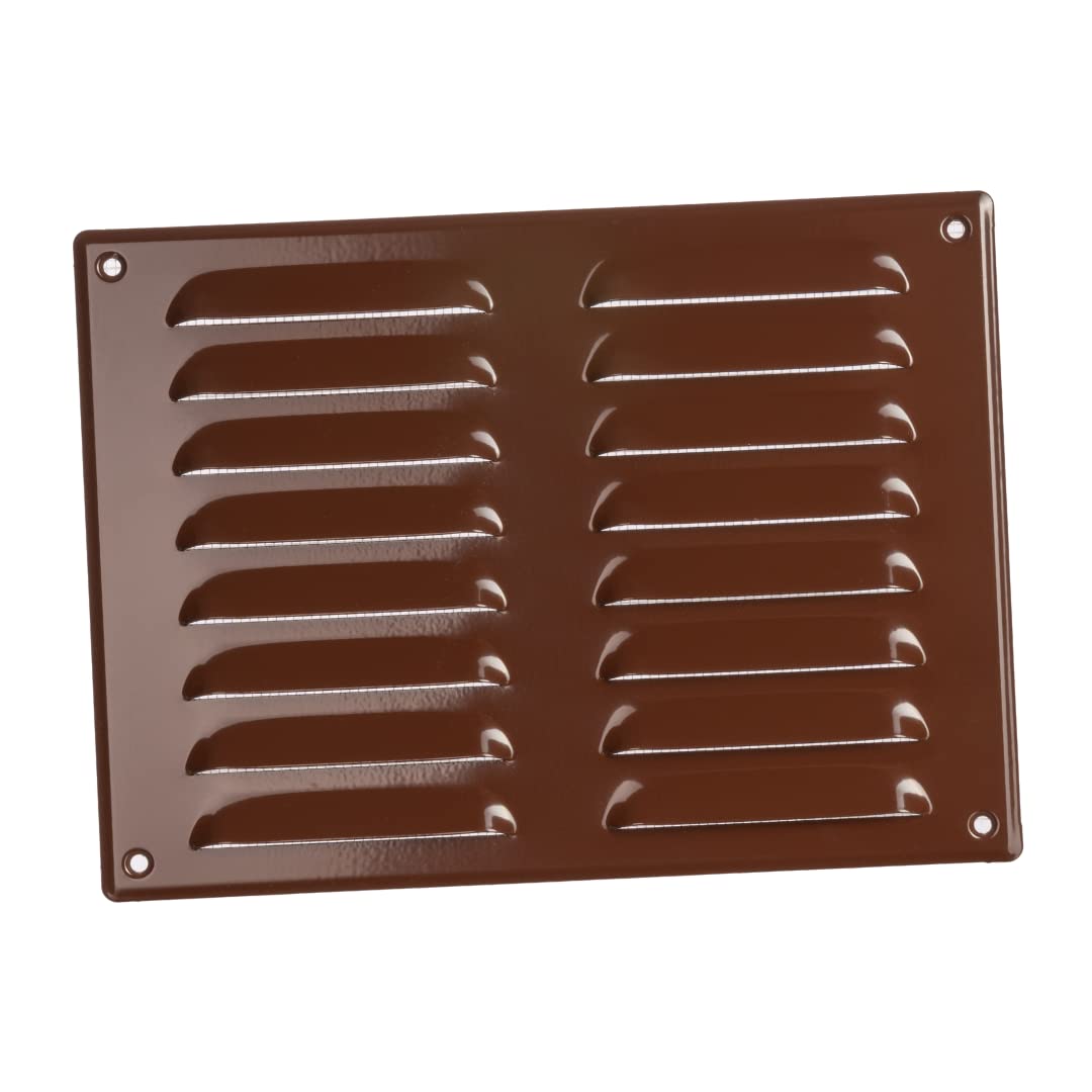 Europlast Brown 260X190mm / 10X7" Inch Metal Air Vent Grille Cover With Insect Mesh - Ventilation Cover