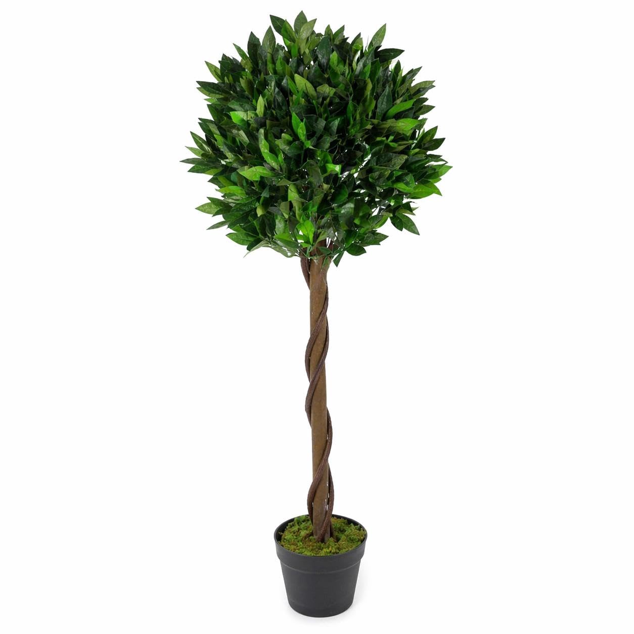 Leaf Design Artificial Bay Laurel Topiary Ball Tree - 120cm - Realistic Green
