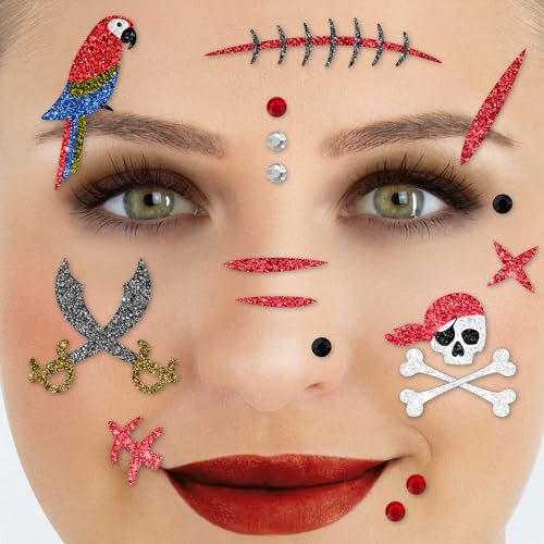 Party Factory Tatouage temporaire à paillettes pour fête à thème, Halloween et carnaval, enfants et adultes