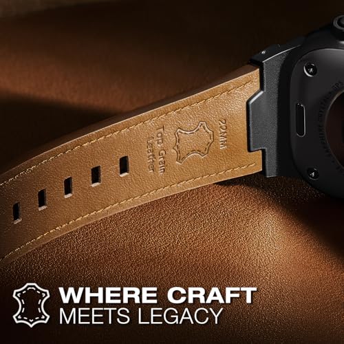Image of Leather bands Compatible With Apple Watch Ultra Band 49mm 46mm 45mm 44mm 42mm, Superior Genuine Leather Rugged Metal Connector Durable Strap for Men iWatch Ultra3 2 1,Series 11 10 9 8 7 6 5 4 3 SE3 SE