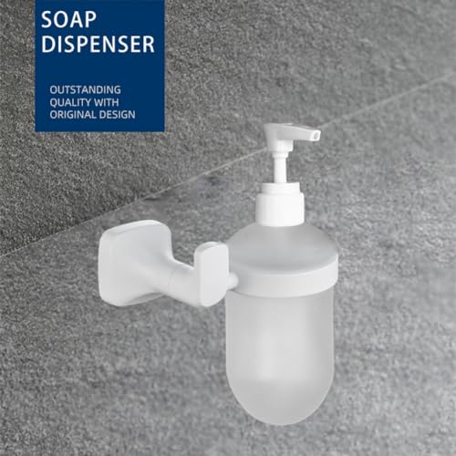 Étagère en verre de salle de bain avec crochet peignoir et distributeur de savon blanc