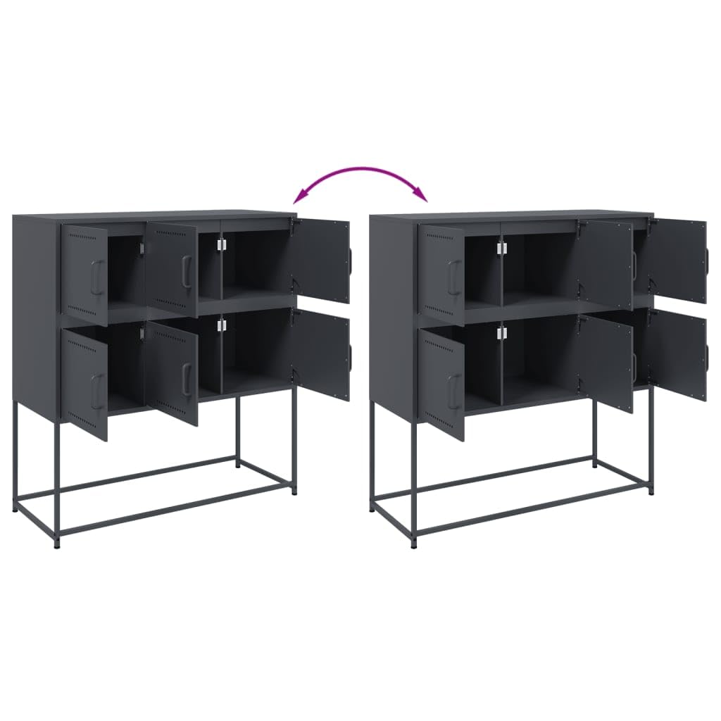 vidaXL Buffet, Armoire avec Porte, Placard avec Rangement, Organisateur de Salle de Séjour Salon Maison Intérieur, Anthracite 100,5x39x107 cm Acier