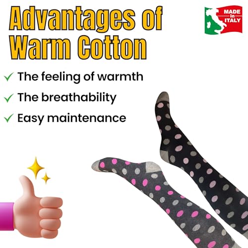 Image of Cotton Knee High Socks for Women Made in Italy, Long Socks for Women (One Size Fits All) Women Dress Socks