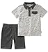 Calvin Klein Baby Boys 2 Pieces Polo Shorts Set, Dark Gray, 18M