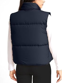 【新品同様】UN3D. DOWN SHORT VEST BLACK Unidear Womens Cropped Puffer Vests Lightweight Reversible