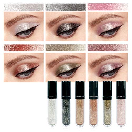 6 Colors Shimmer Eye Shadows Glitter Long Lasting Waterproof Shiny Liquid Eye Shadow Pen Eye Makeup Tool Eye Shadow