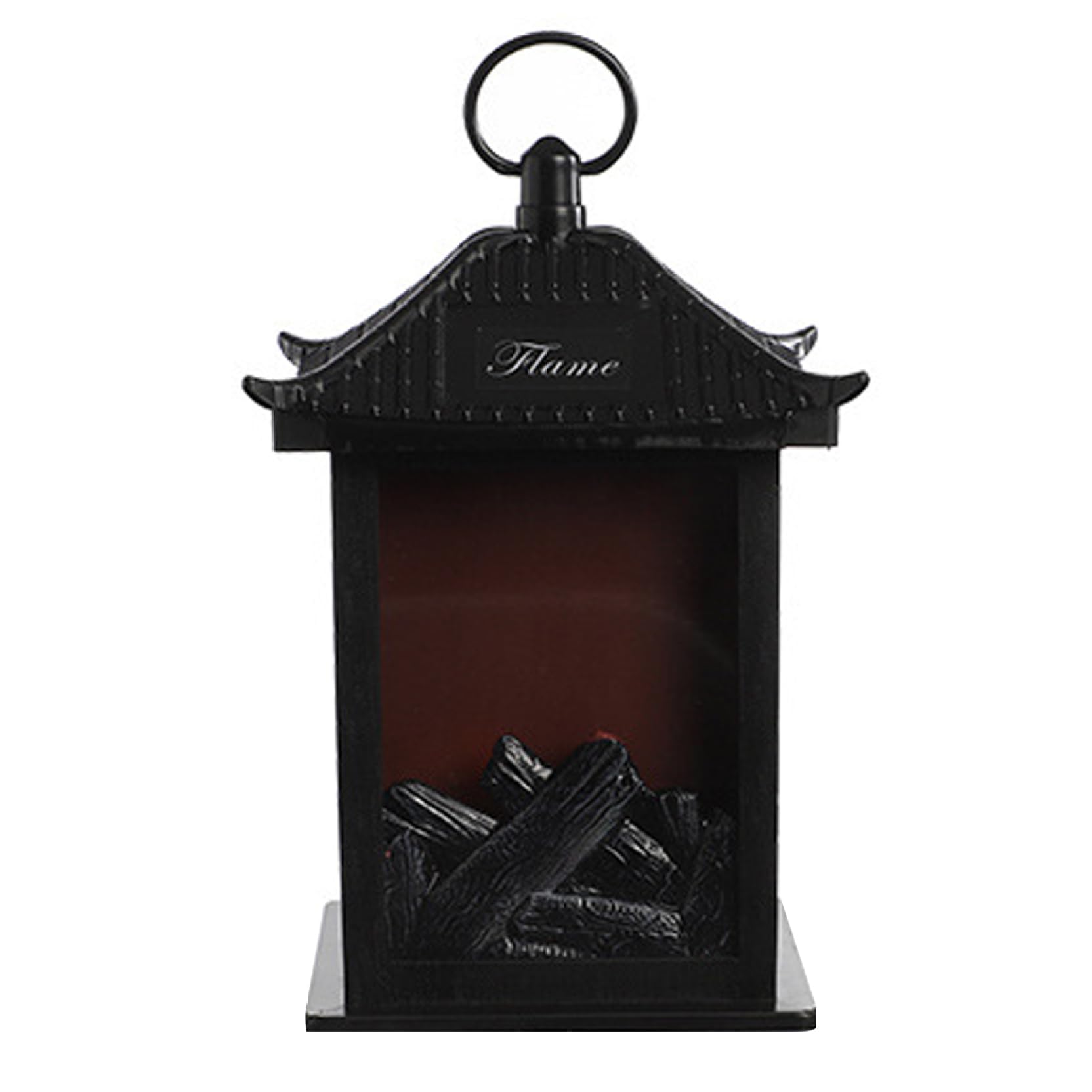 Fireplace Lantern 6.3x11 inch Flameless LED Fireplace Battery Operated ＆ USB Desktop Fireplace Simulation Mini Fireplace with Handle for Indoor Outdoor Style 1, Fireplace Lantern