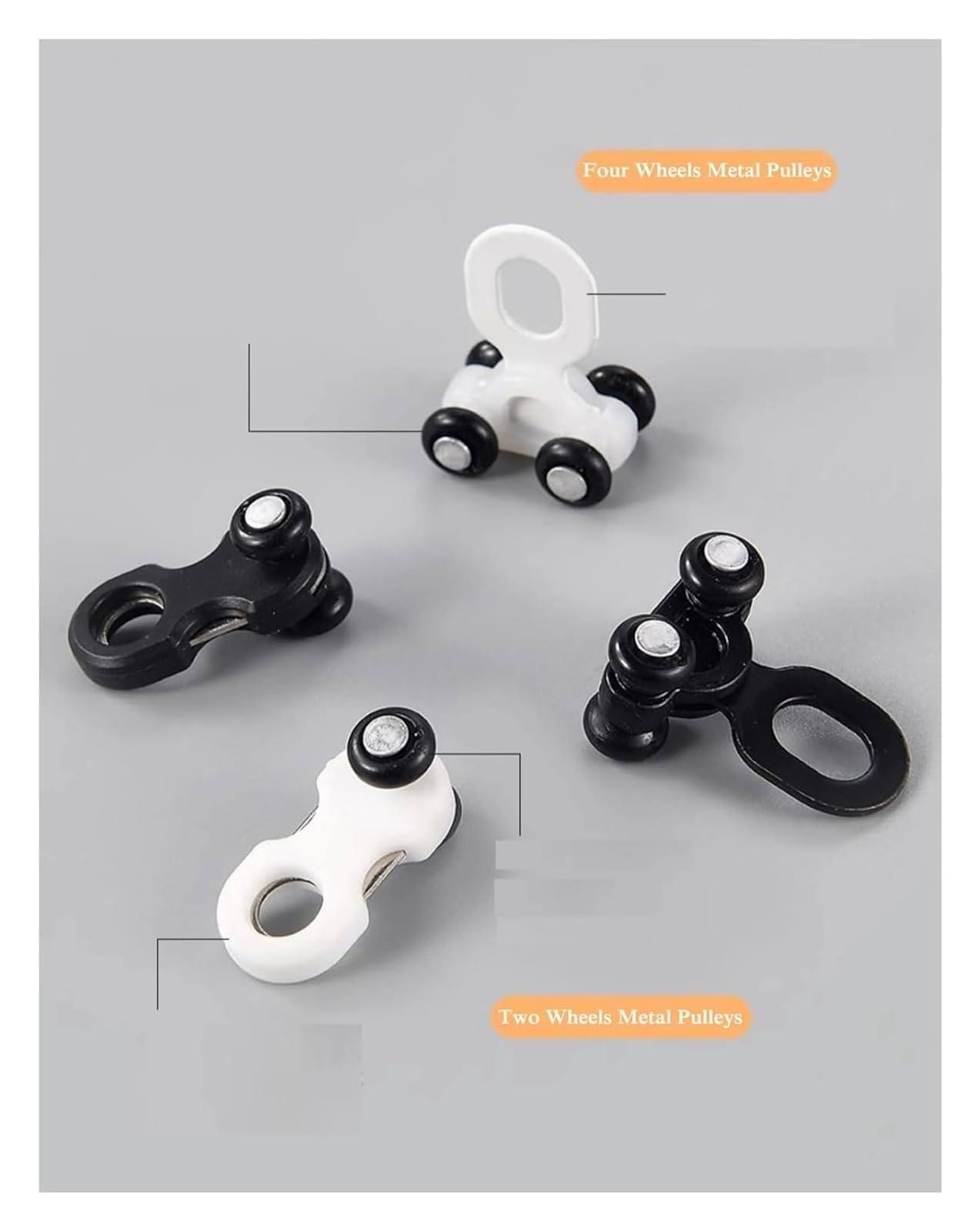 Carrelli per Tende, Guide for Tende Pulegge Metallo Plastica Multicolor Due Ruote Quattro Ruote 30 pz(White Four Wheels)