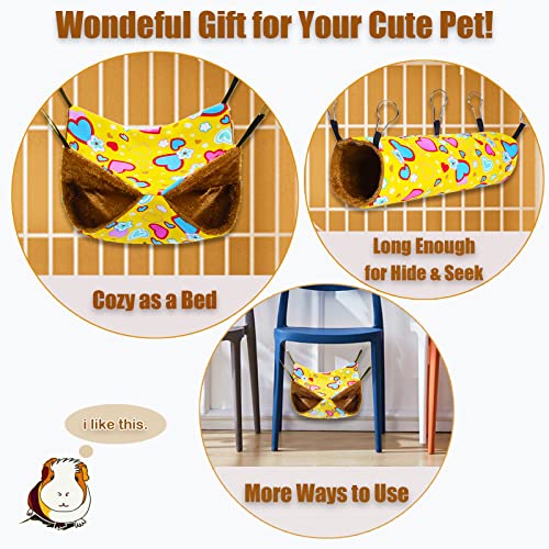 Image of petonfun Ferret Rat Hammock Tunnel Set for Cage Accessories Toys Bed,Yellow | 2 Pack, Large Size, Cute Pattern, Double Sided, Hideout for Guinea Pig and Chinchilla to Hide, Suitable for Most Small Animal