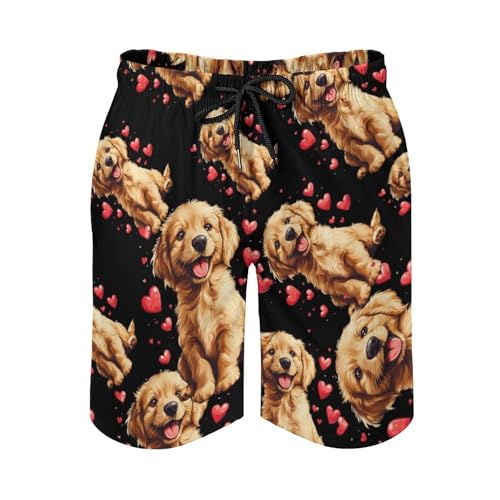 Love Dogs Labrador Retriever Men's Swim Trunks Quick Dry Board Shorts Hawaiian Beach Shorts With Pocket4