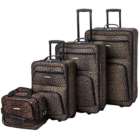 Rockland Jungle Softside Upright Luggage Set, Leopard, 4-Piece Set (14/19/24/28), Jungle Softside Upright Luggage Set Cover