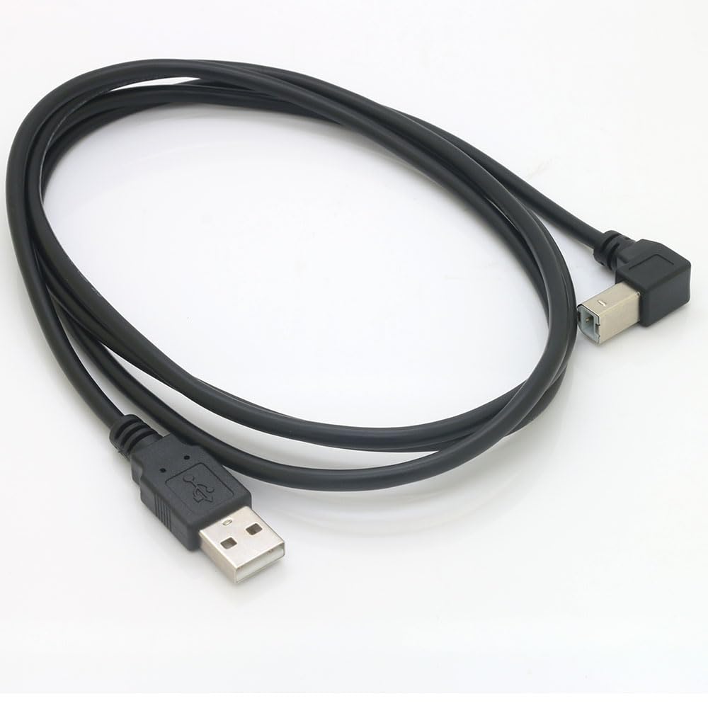 USB 2.0 High Speed Drucker/Scanner, rechtwinkliges Kabel, USB-Druckerkabel, 90 Grad, USB 2.0 A-Stecker auf B-Stecker, Drucker, Scanner, USB-B-Kabel mit 480 Mbit/s (Abwärtswinkel, 149,9 cm)
