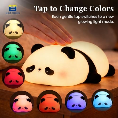 Image of Btag Cute Sleeping Panda Night Light, Silicone Color-Changing LED Touch Lamp, Nursery Nightlight, Toddler Baby Kids Decor (Sleeping Panda)