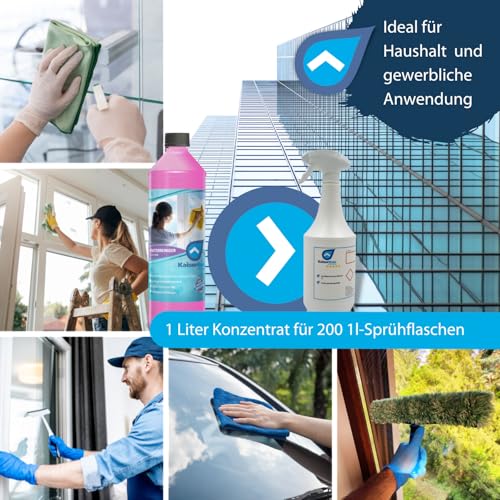 KaiserRein Fensterreiniger Konzentrat mit Lotuseffekt 1L - Professioneller Fensterreiniger für streifenfreien...